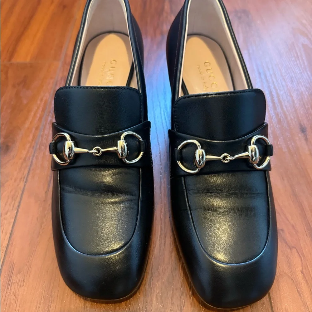 Gucci Heeled Loafer Pumps with Horse Bit Black Leather Women’s 36.5 - Picture 7 of 12